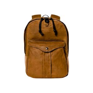 The image shows a classic backpack in vintage brown colour